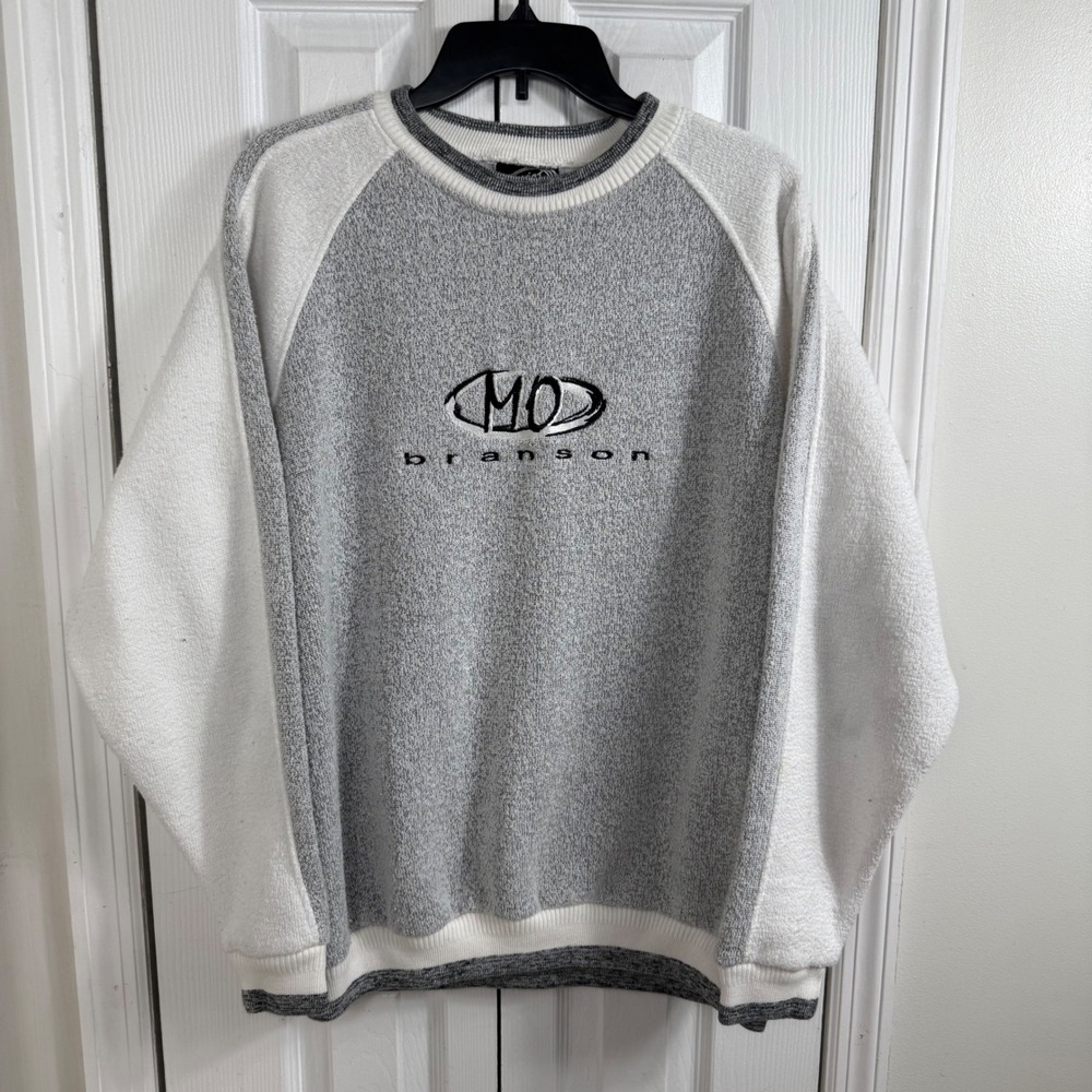Exist Sports Line Sweatshirt XL Gray White Y2K Retro Gorpcore Branson Missouri